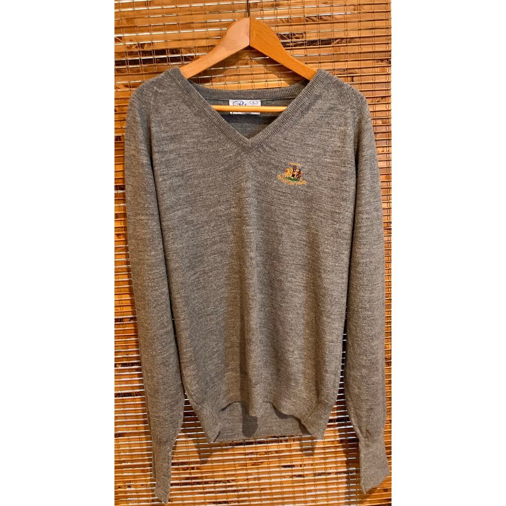 Pickering MacGregor Downs GRAY Sweater LARGE Mens Golf VTG V-Neck MADE IN USA‎